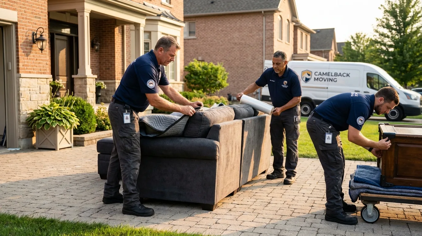 Large estate moving crew wrapping furniture in Layton, UT