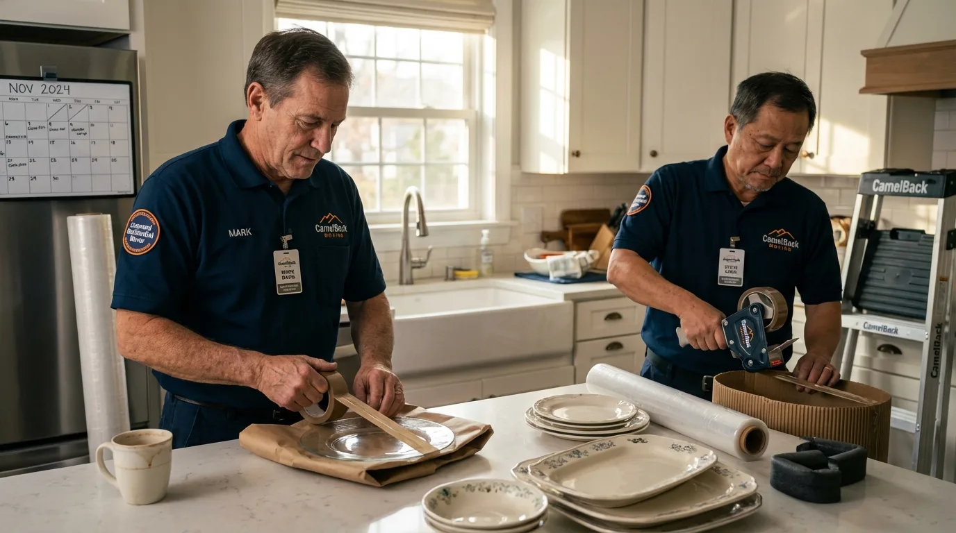 Professional crew packing kitchen dishware in Layton, UT